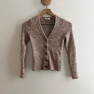 Madewell Marled Shrunken Ribbed Cardigan Sweater